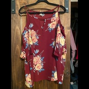 Maroon floral top